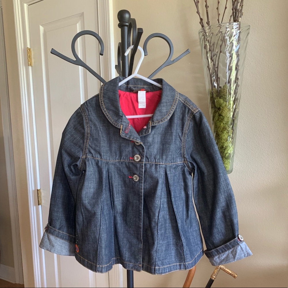 Catimini Girls Size 10 Crop Denim Jean Jacket EUC